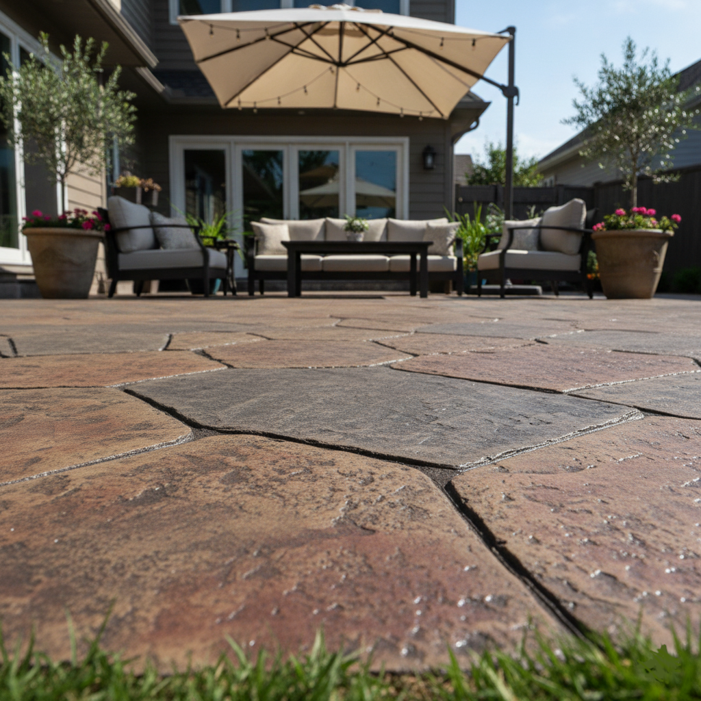 Beautiful stamped concrete patio in Salt Lake City